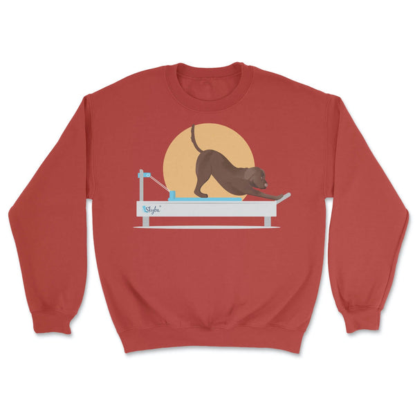 Chocolate Lab on Reformer - Cozy Crewneck Sweatshirt Skyba Sweatshirt