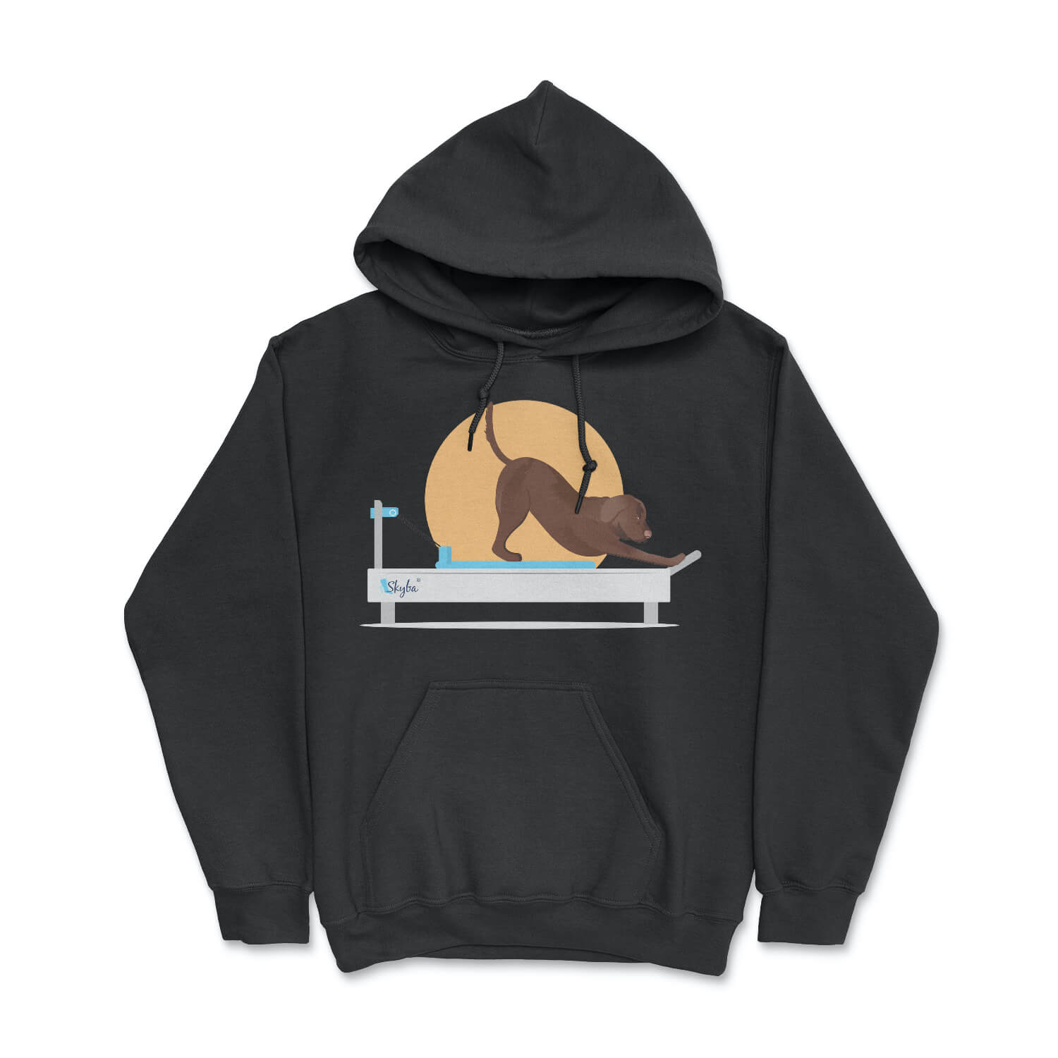 Chocolate Lab on Reformer - Cozy Hooded Sweatshirt Skyba Hoodie