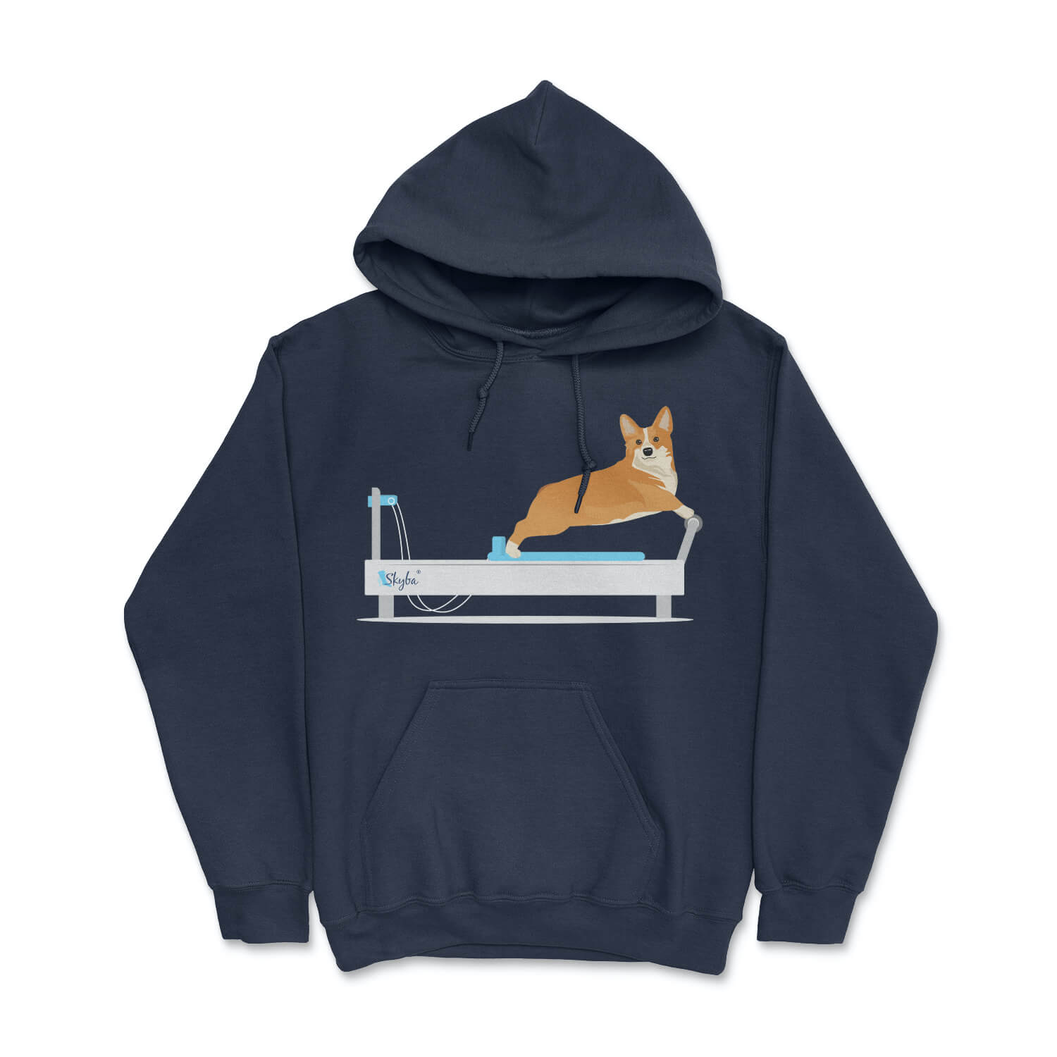 Corgi on Reformer - Cozy Hooded Sweatshirt Skyba Hoodie