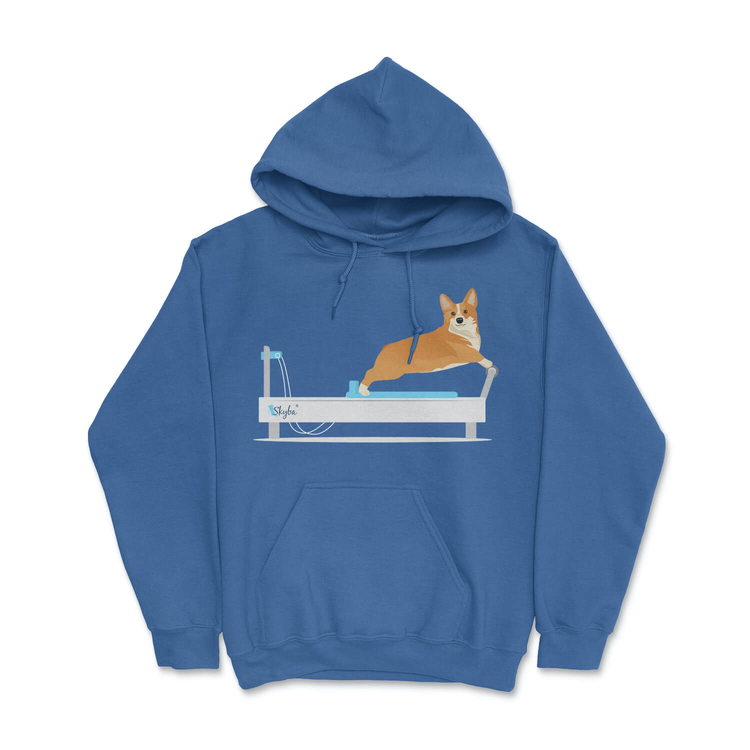 Corgi on Reformer - Cozy Hooded Sweatshirt Skyba Hoodie