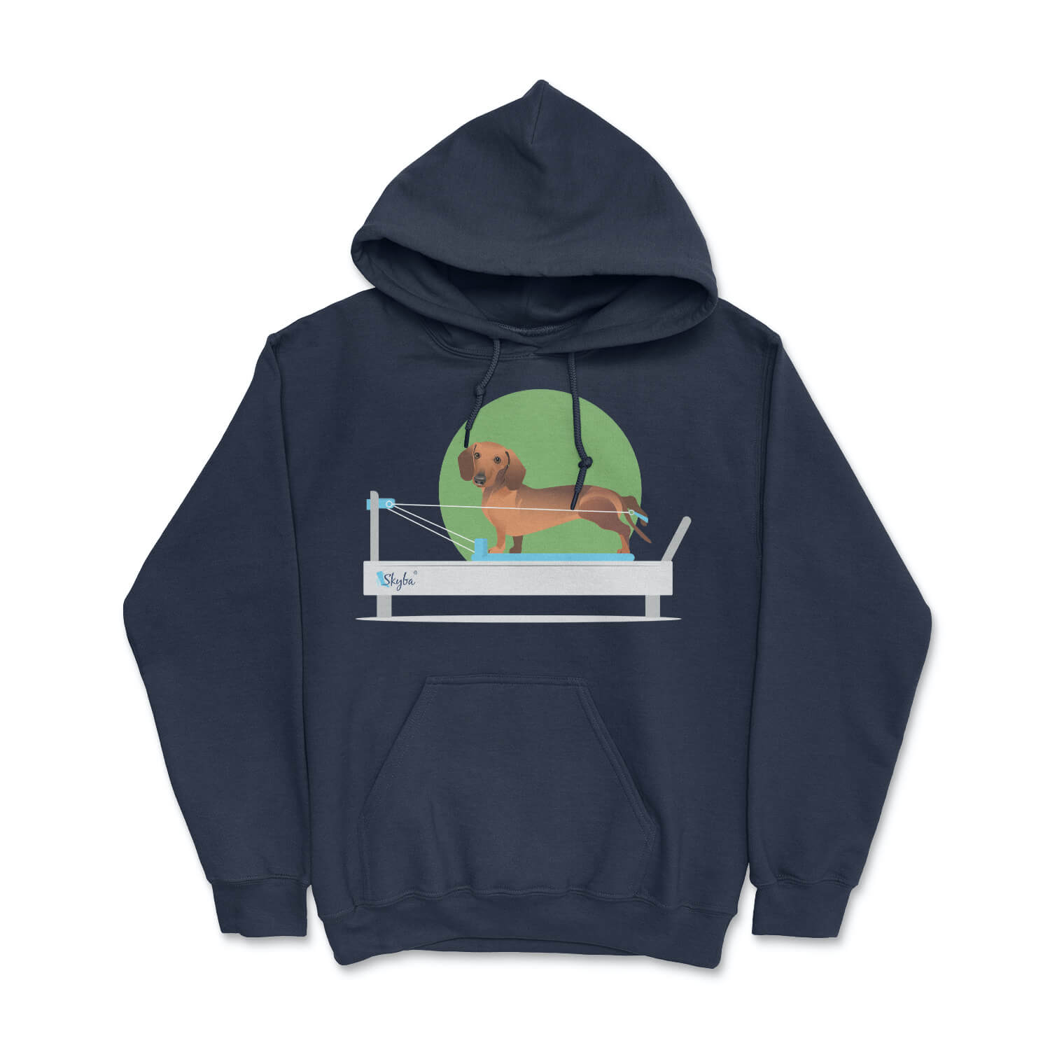 Dachshund on Reformer - Cozy Hooded Sweatshirt Skyba Hoodie