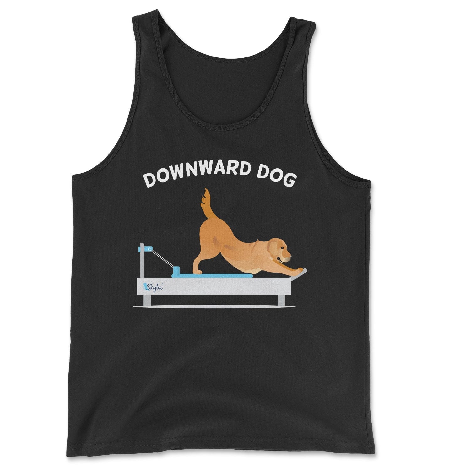 "Downward Dog" Golden Retriever on Reformer - Classic Tank Skyba Print Material