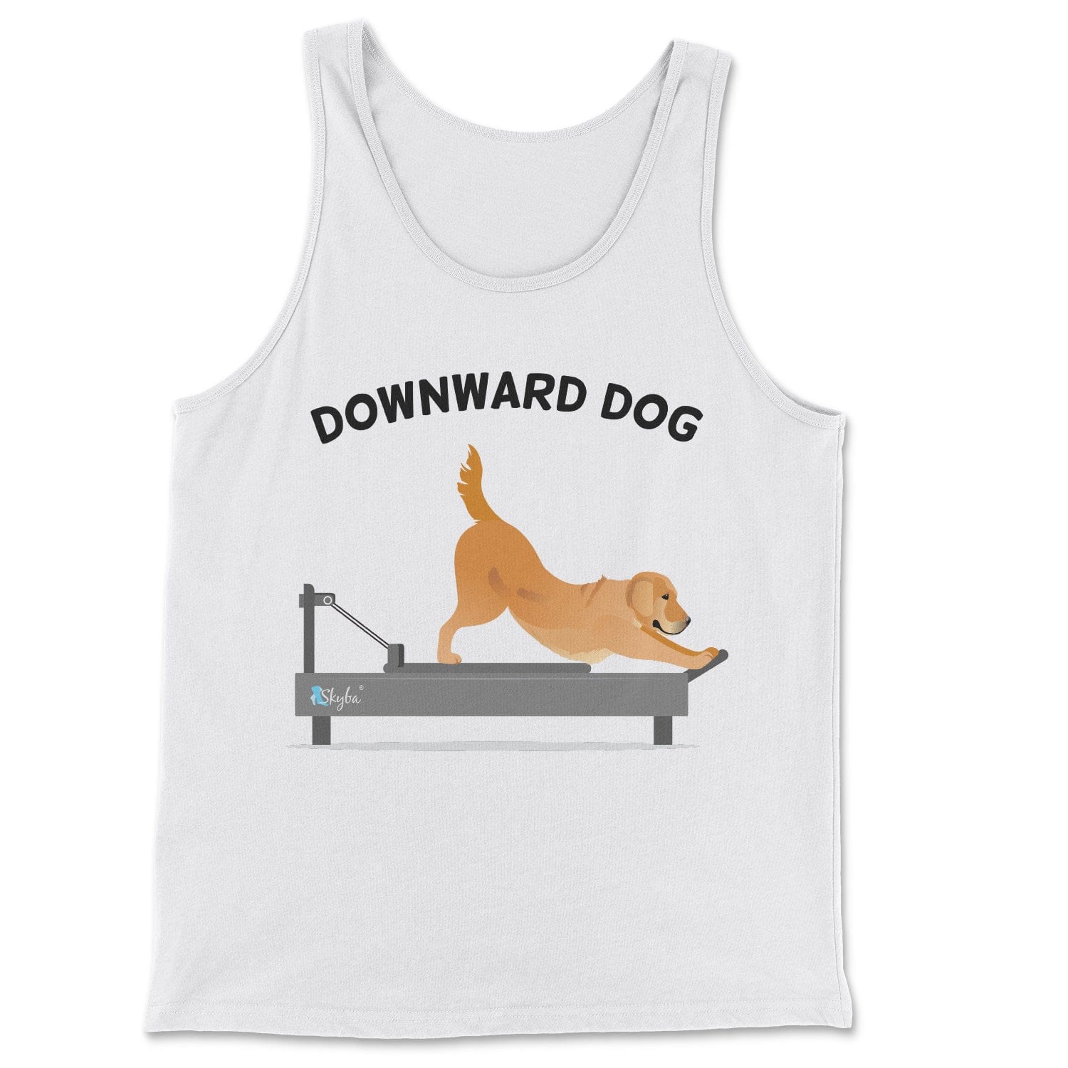 "Downward Dog" Golden Retriever on Reformer - Classic Tank Skyba Print Material