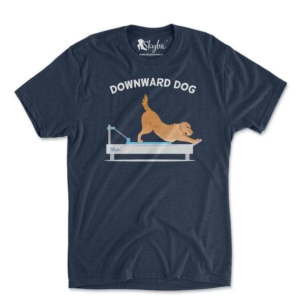 "Downward Dog" Golden Retriever on Reformer - Tri Blend Tee Skyba Tri-Blend Tee