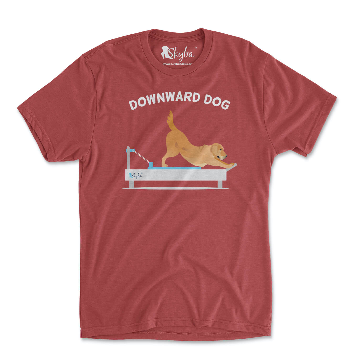"Downward Dog" Golden Retriever on Reformer - Tri Blend Tee Skyba Tri-Blend Tee