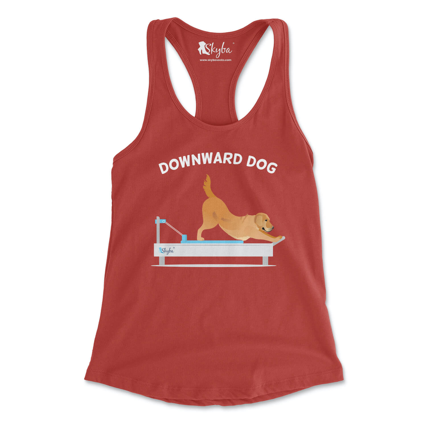 "Downward Dog" Golden Retriever on Reformer - Women's Slim Fit Tank Skyba Tank Top
