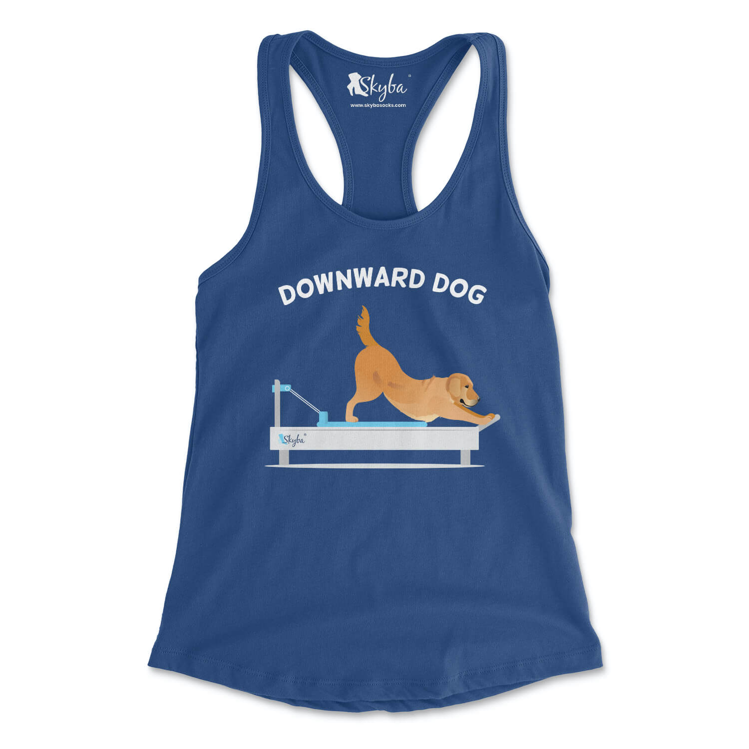"Downward Dog" Golden Retriever on Reformer - Women's Slim Fit Tank Skyba Tank Top