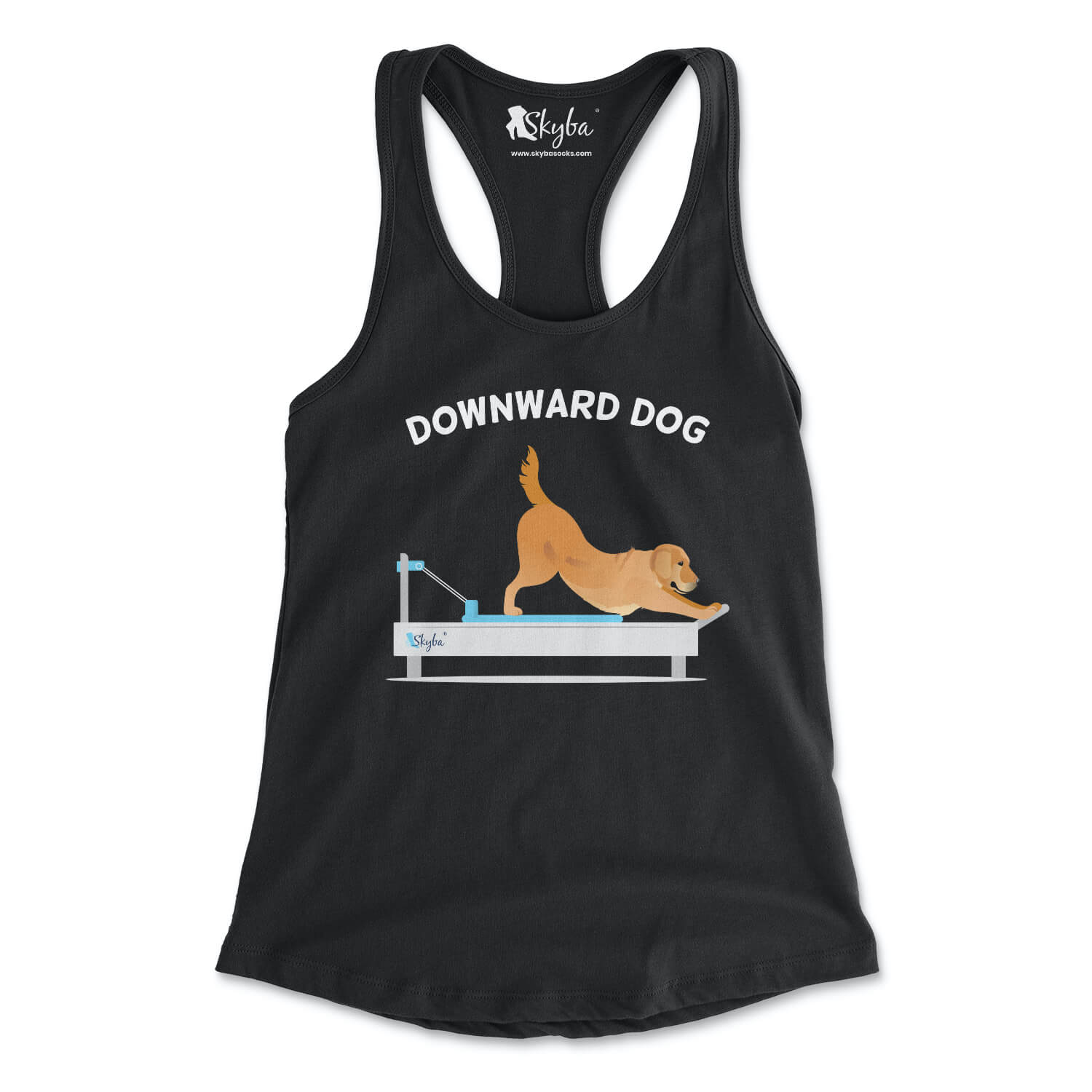 "Downward Dog" Golden Retriever on Reformer - Women's Slim Fit Tank Skyba Tank Top