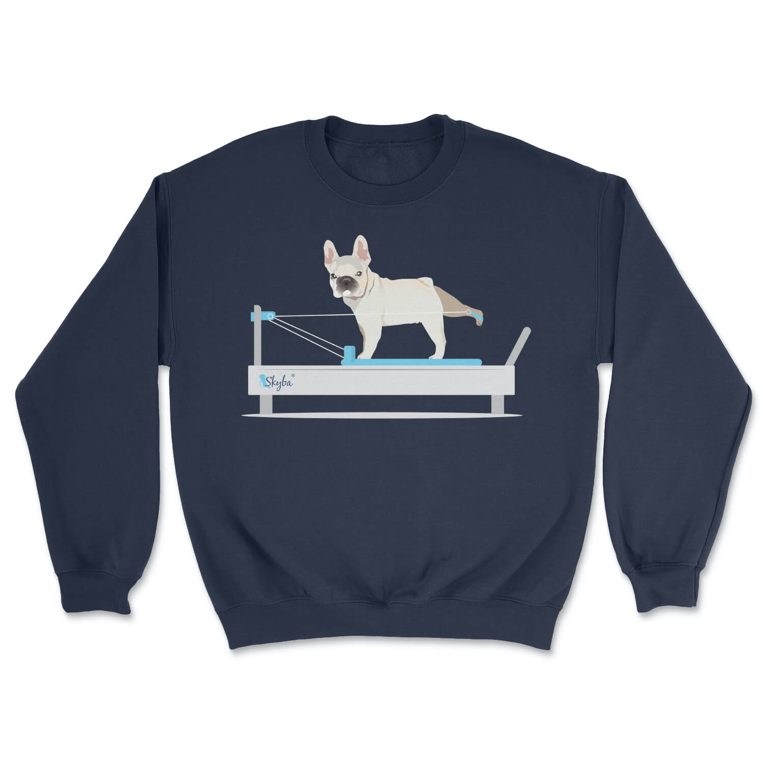 French Bulldog on Reformer - Cozy Crewneck Sweatshirt Skyba Sweatshirt