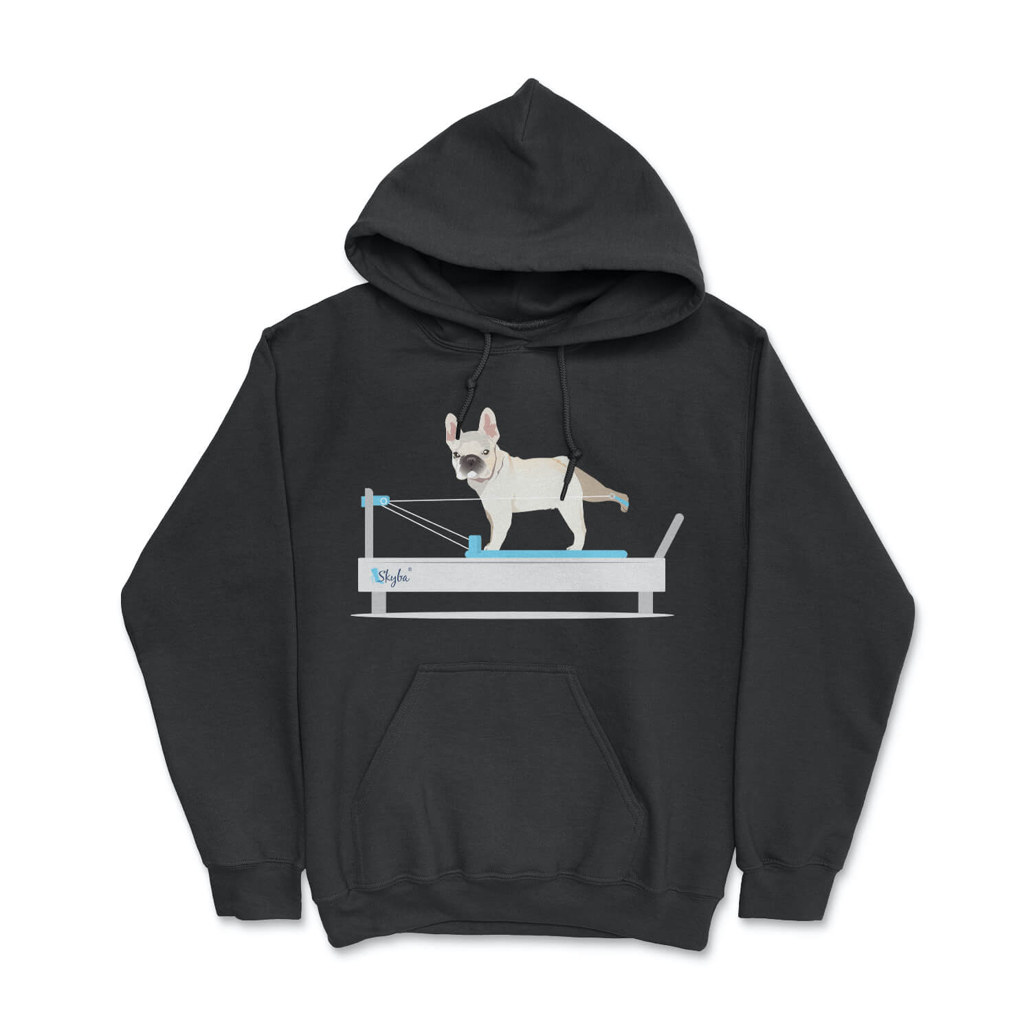 French Bulldog on Reformer - Cozy Hooded Sweatshirt Skyba Hoodie