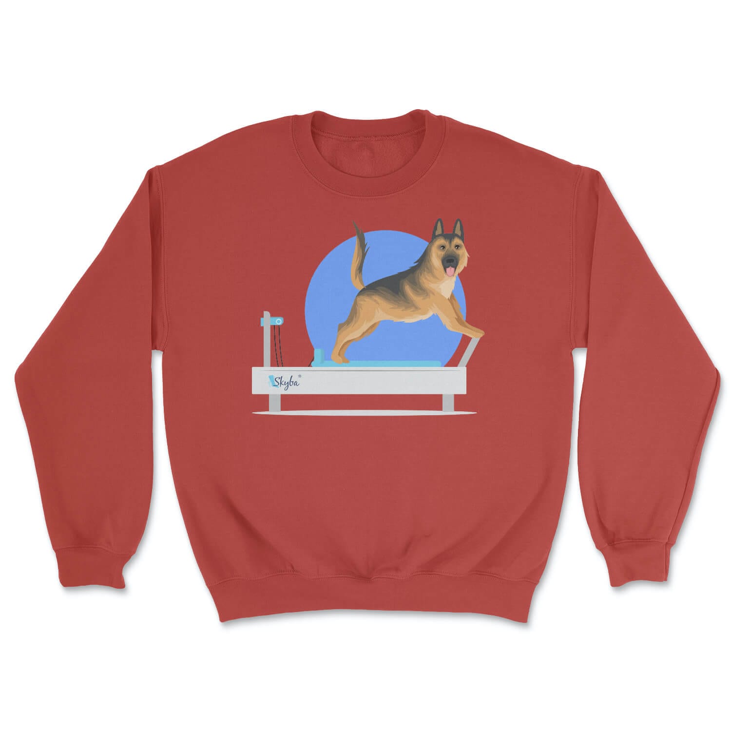 German Shepherd on Reformer - Cozy Crewneck Sweatshirt Skyba Sweatshirt