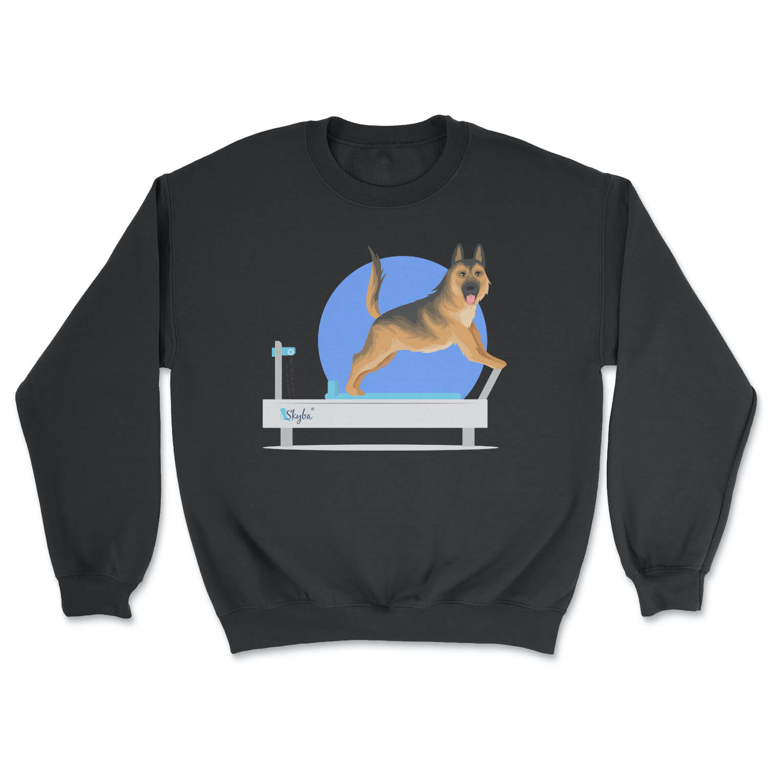 German Shepherd on Reformer - Cozy Crewneck Sweatshirt Skyba Sweatshirt