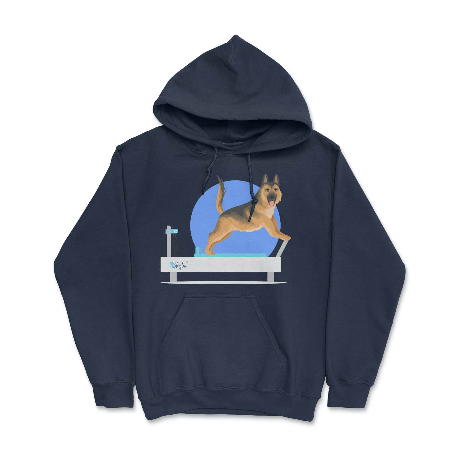 German Shepherd on Reformer - Cozy Hooded Sweatshirt Skyba Hoodie