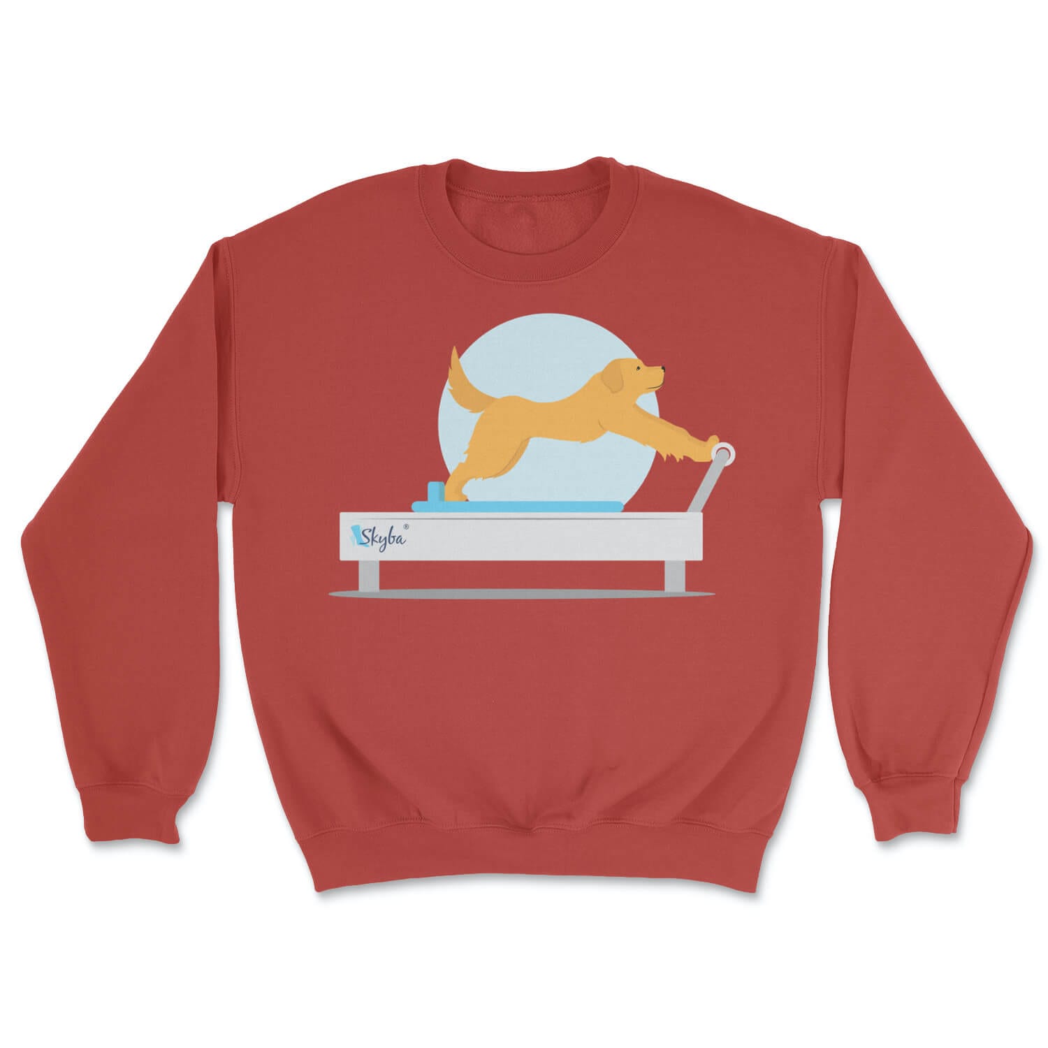 Golden Retriever on Reformer - Cozy Crewneck Sweatshirt Skyba Sweatshirt