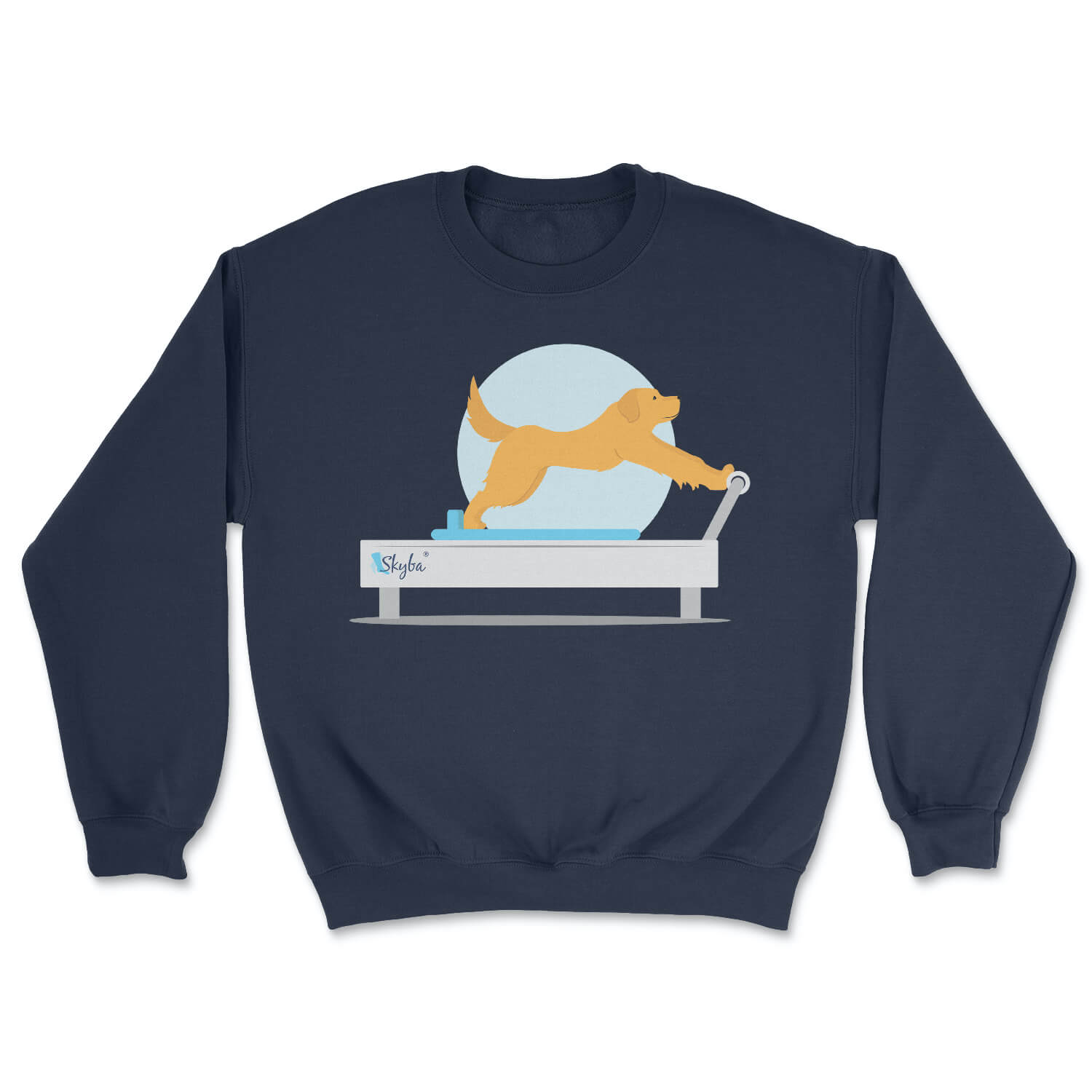 Golden Retriever on Reformer - Cozy Crewneck Sweatshirt Skyba Sweatshirt