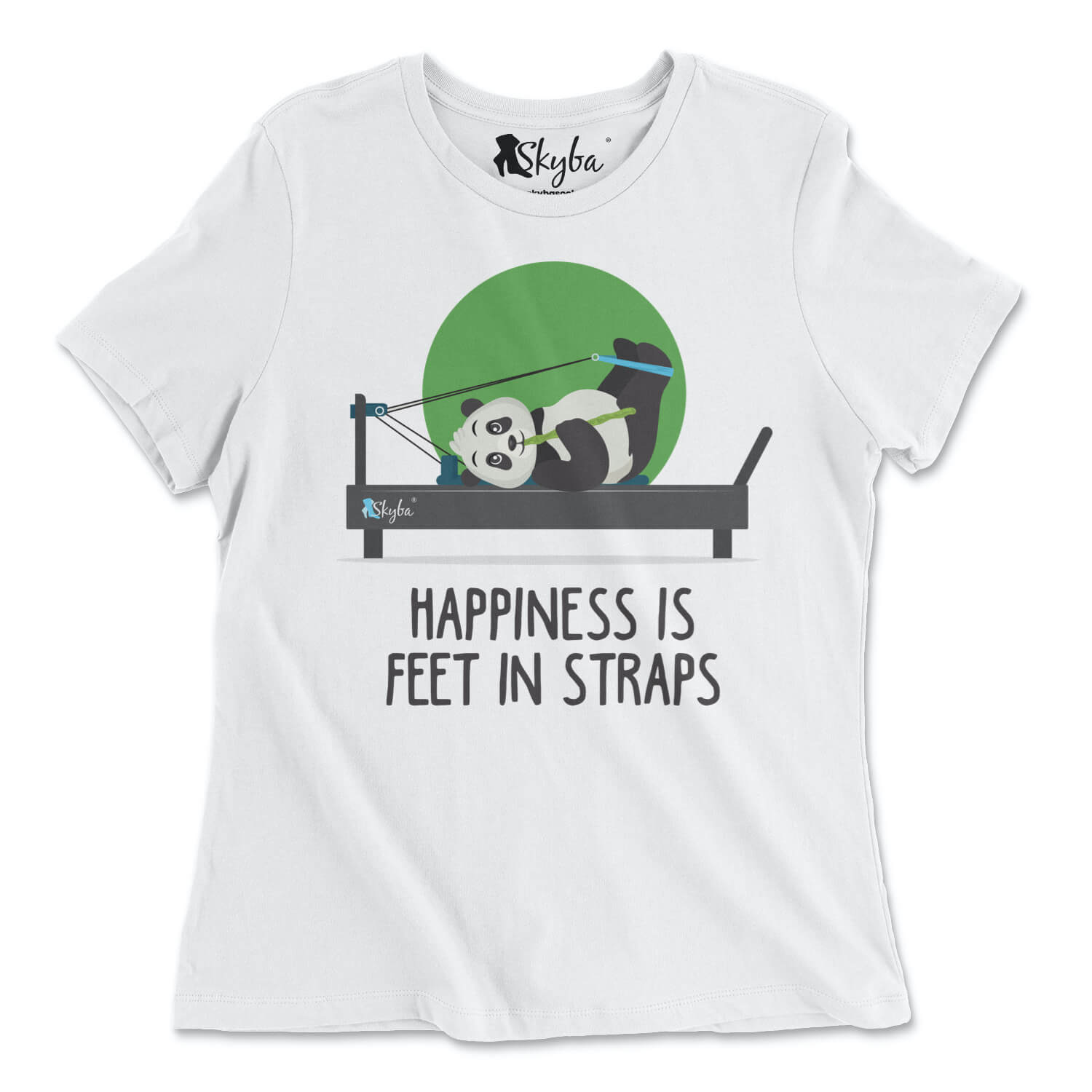 "Happiness is Feet in Straps" Panda on Pilates Reformer - Classic Tee Skyba T-Shirt