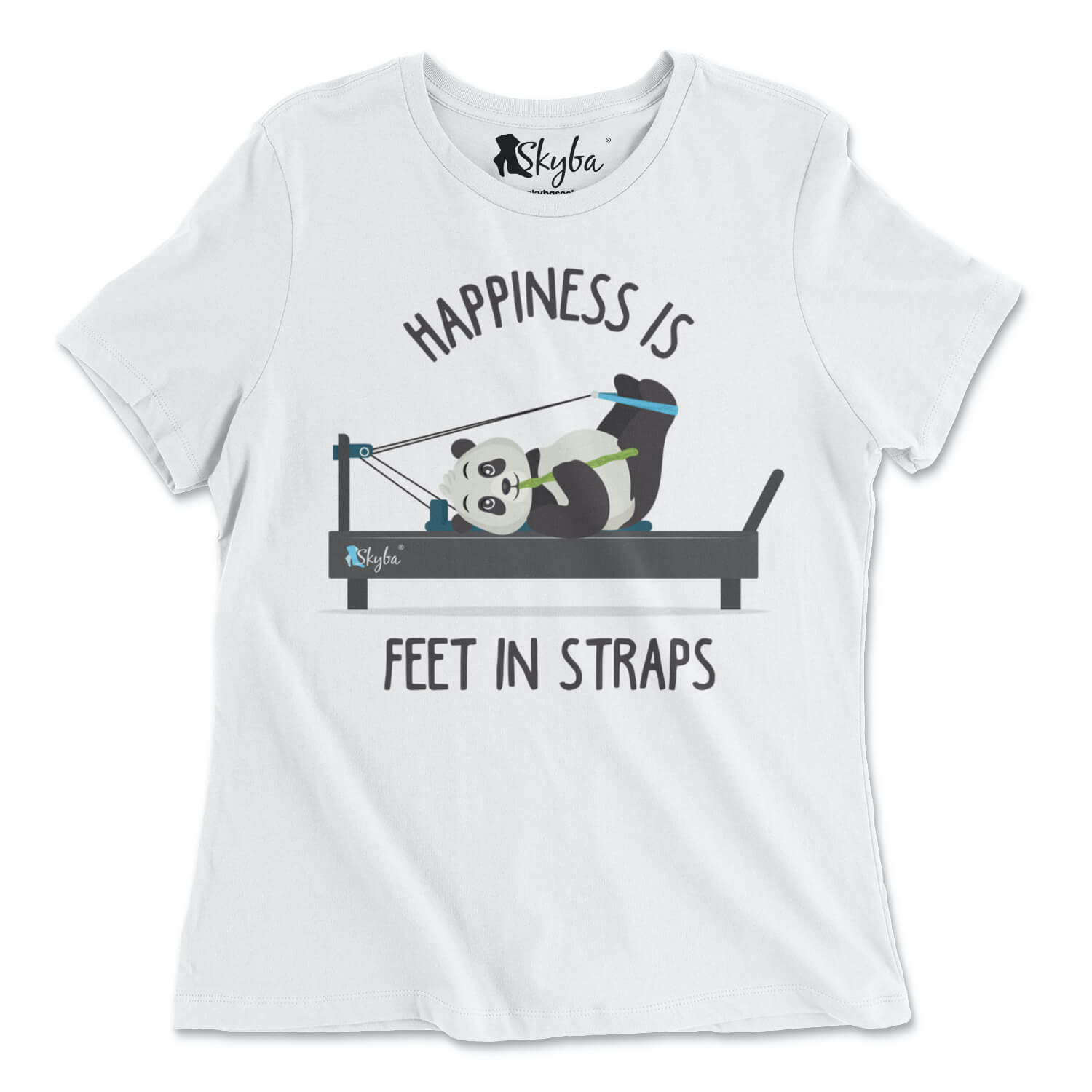 "Happiness is Feet in Straps" Panda on Pilates Reformer - Classic Tee Skyba T-Shirt