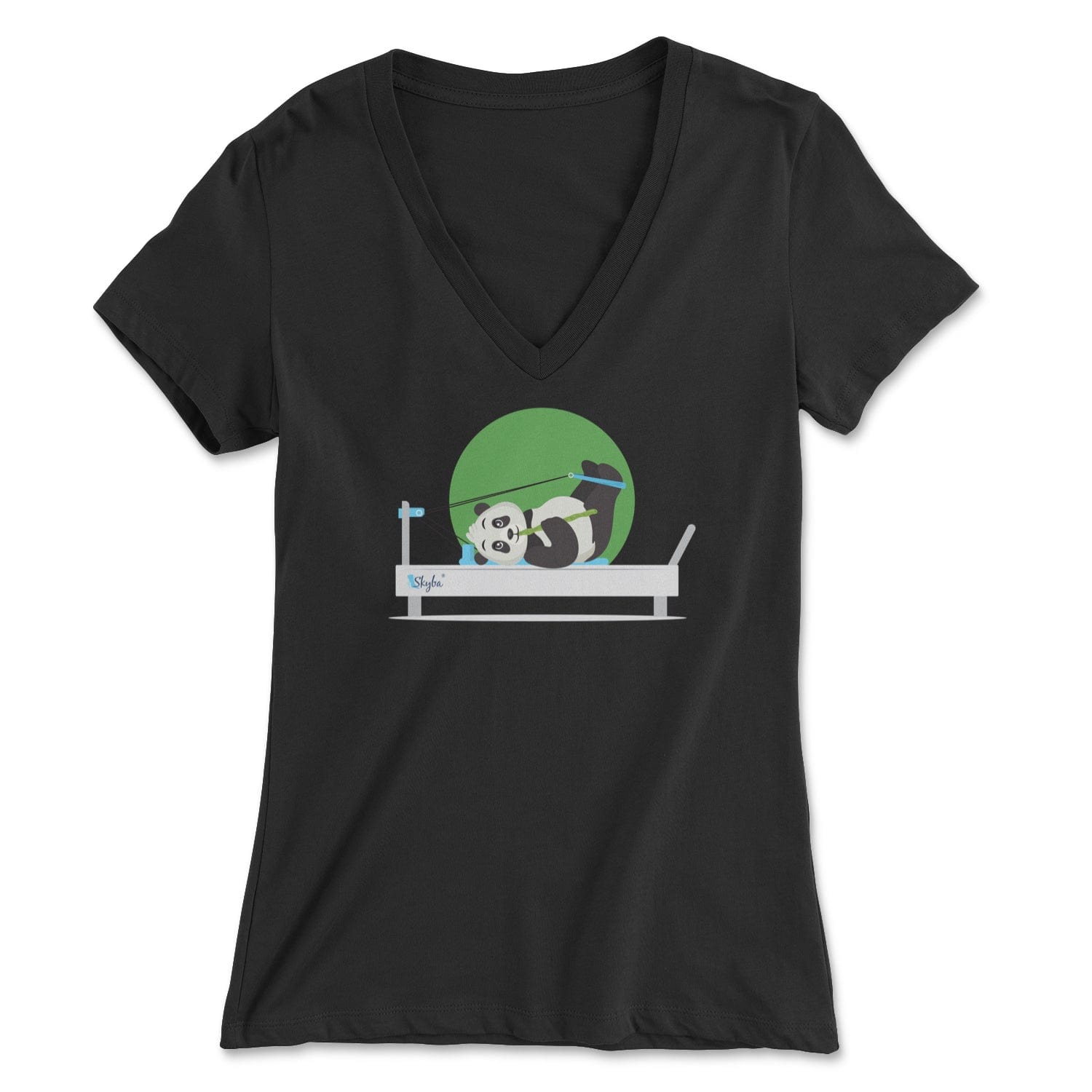 Hungry Panda on the Reformer - Women's V-Neck Tee Skyba Print Material