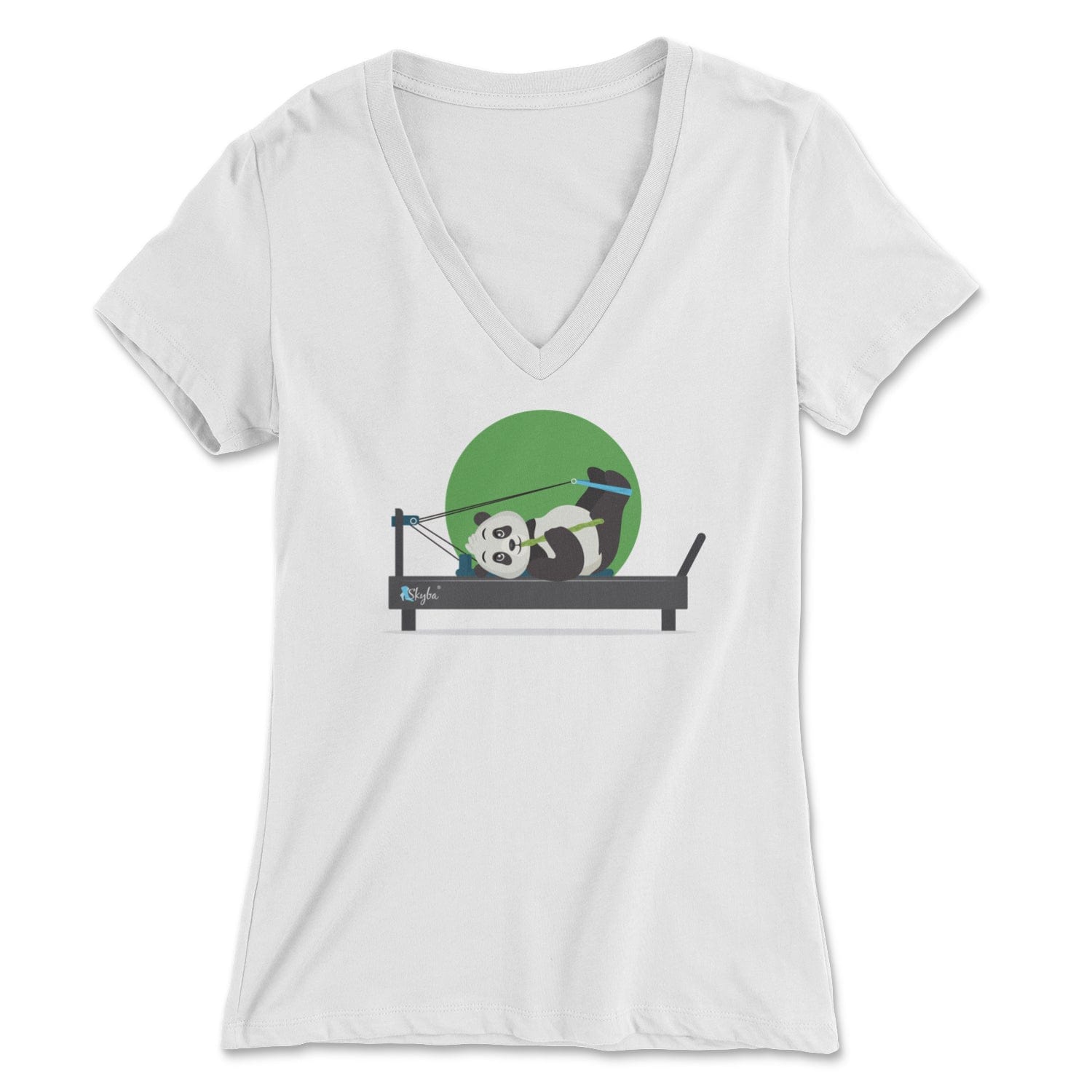 Hungry Panda on the Reformer - Women's V-Neck Tee Skyba Print Material