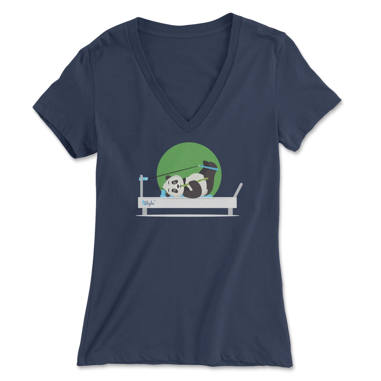 Hungry Panda on the Reformer - Women's V-Neck Tee Skyba Print Material