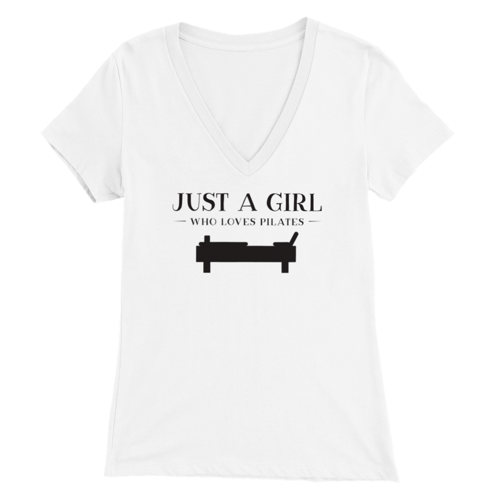 "Just a Girl Who Loves Pilates" - Women's V-Neck Tee Skyba Print Material