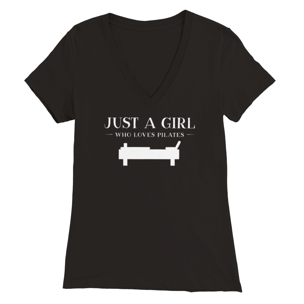 "Just a Girl Who Loves Pilates" - Women's V-Neck Tee Skyba Print Material