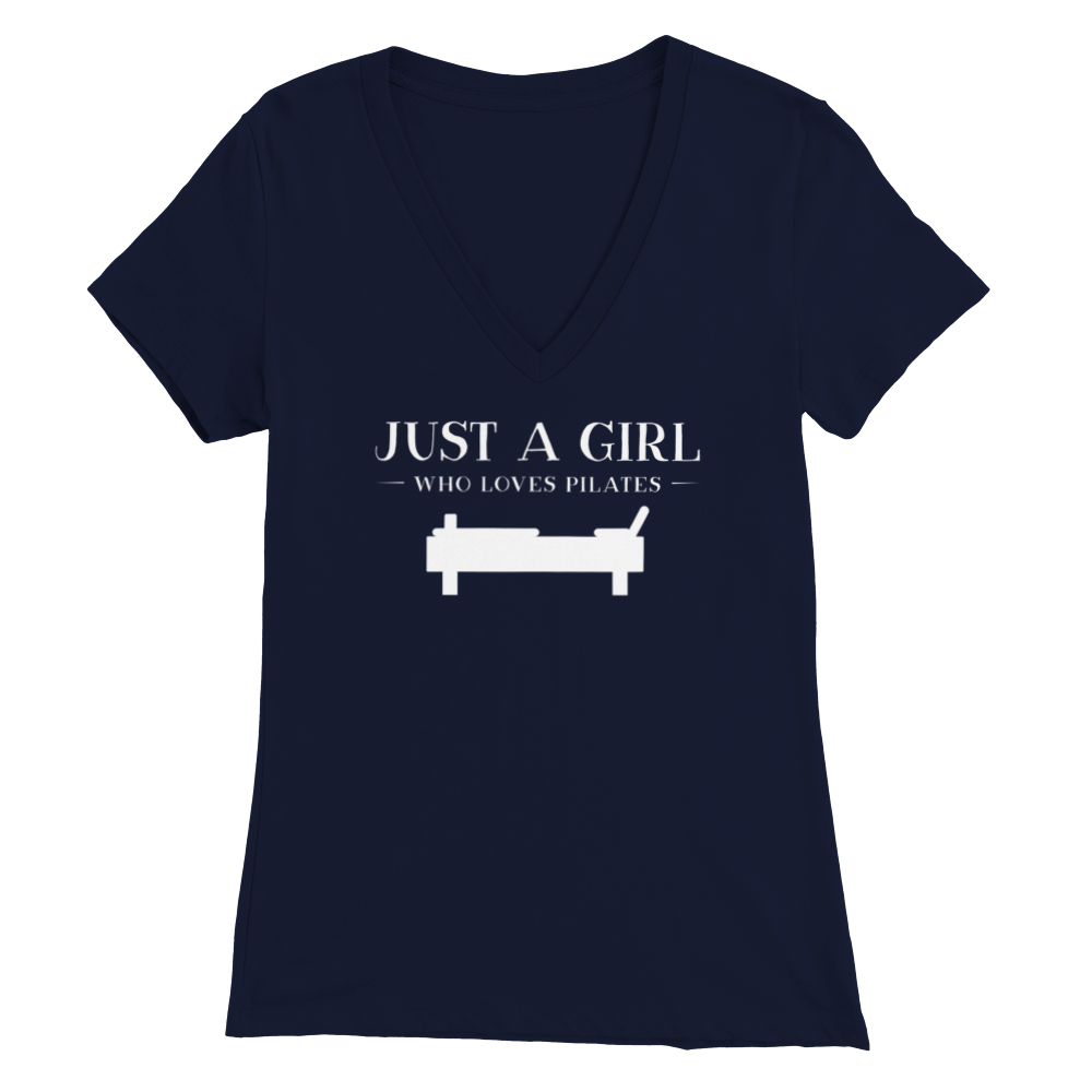 "Just a Girl Who Loves Pilates" - Women's V-Neck Tee Skyba Print Material