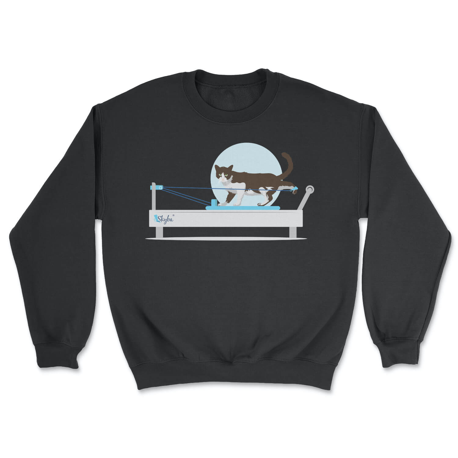 Moonlit Cat on Reformer - Cozy Crewneck Sweatshirt Skyba Sweatshirt