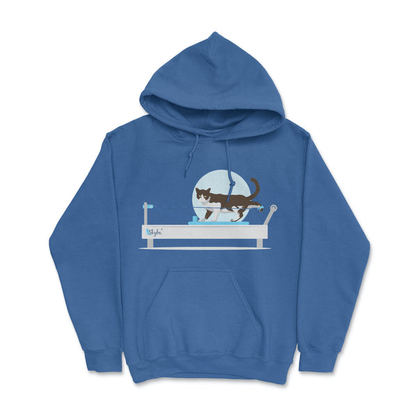 Moonlit Cat on Reformer - Cozy Hooded Sweatshirt Skyba Hoodie