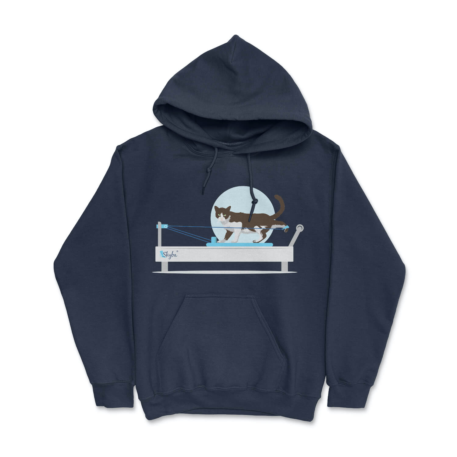 Moonlit Cat on Reformer - Cozy Hooded Sweatshirt Skyba Hoodie