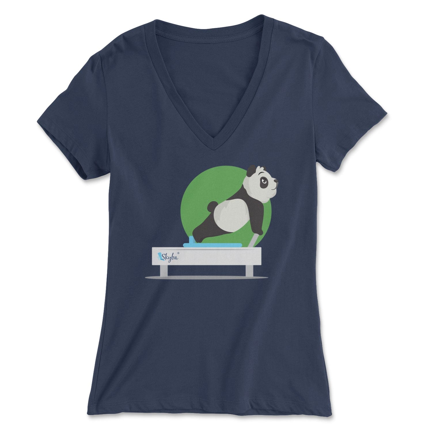 Panda Long Stretch - Women's V-Neck Tee Skyba Print Material