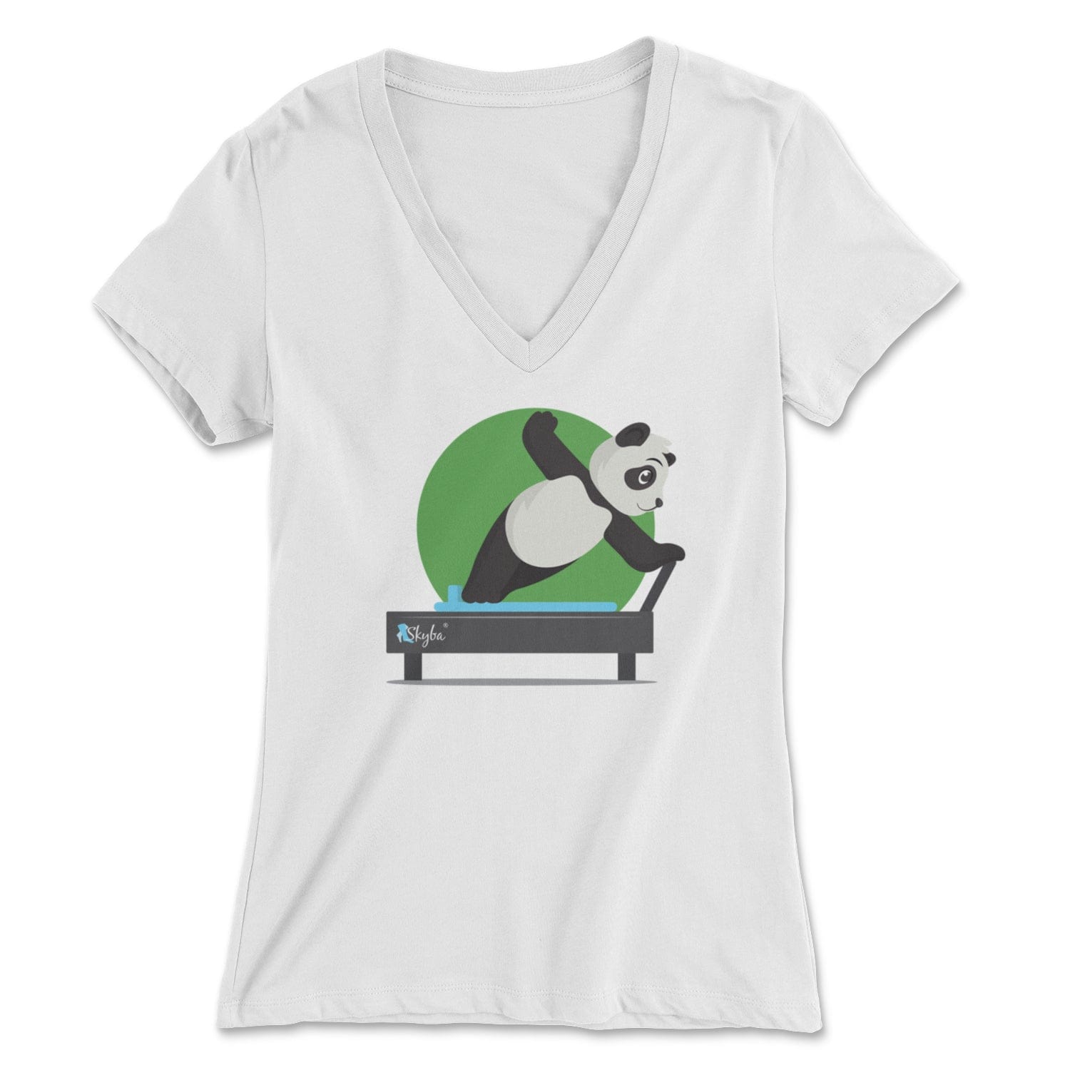 Panda Side Plank - Women's V-Neck Tee Skyba Print Material
