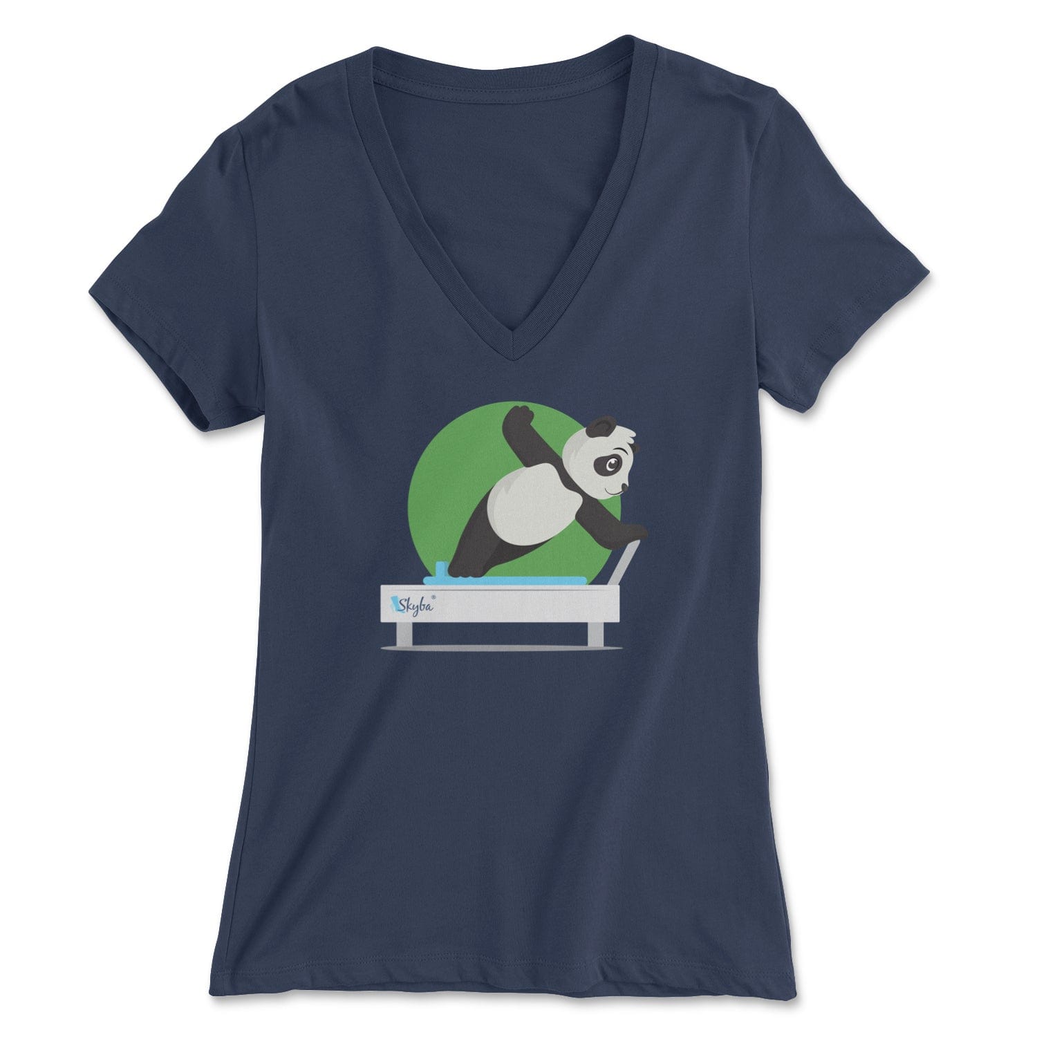 Panda Side Plank - Women's V-Neck Tee Skyba Print Material