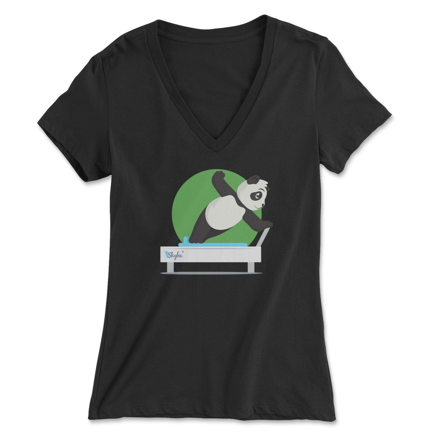 Panda Side Plank - Women's V-Neck Tee Skyba Print Material