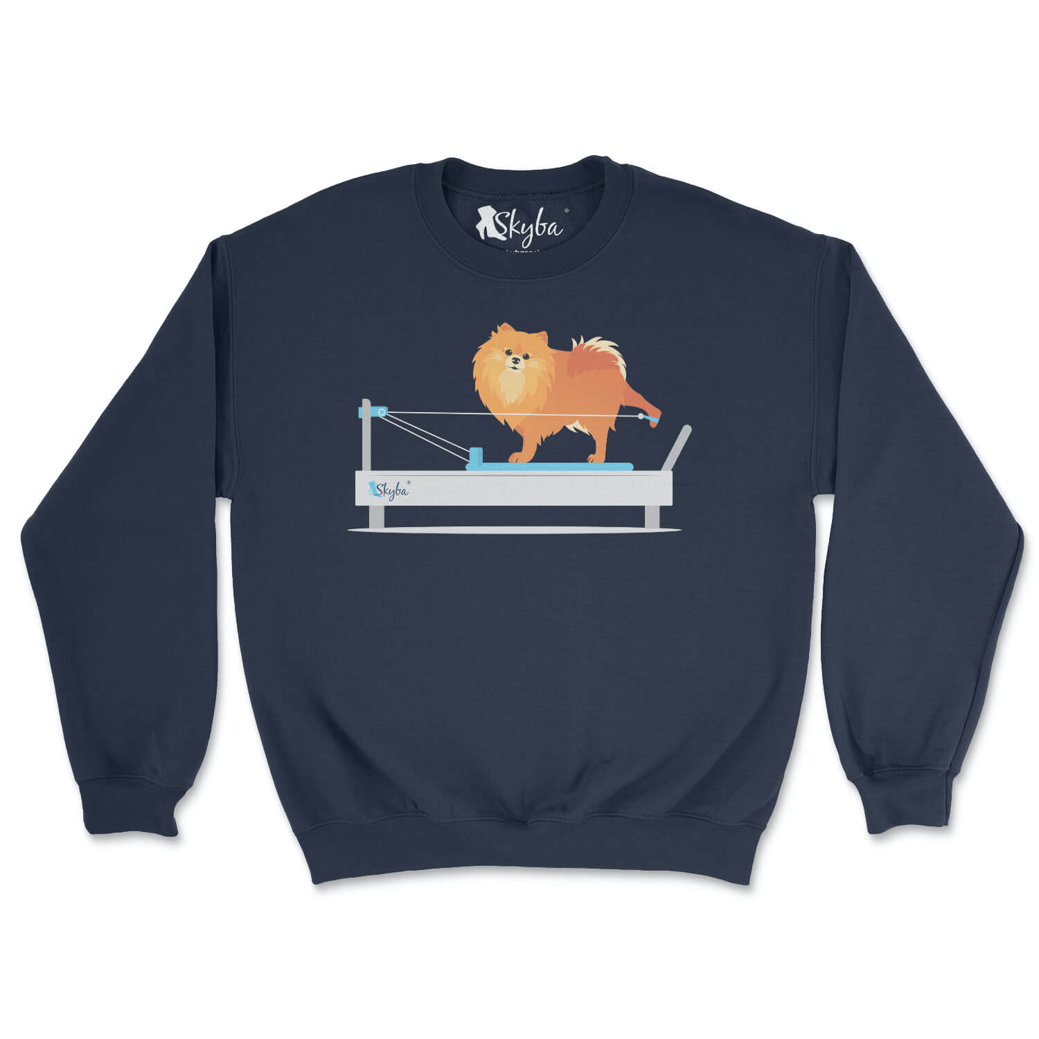 Pomeranian on Reformer - Cozy Crewneck Sweatshirt Skyba Sweatshirt