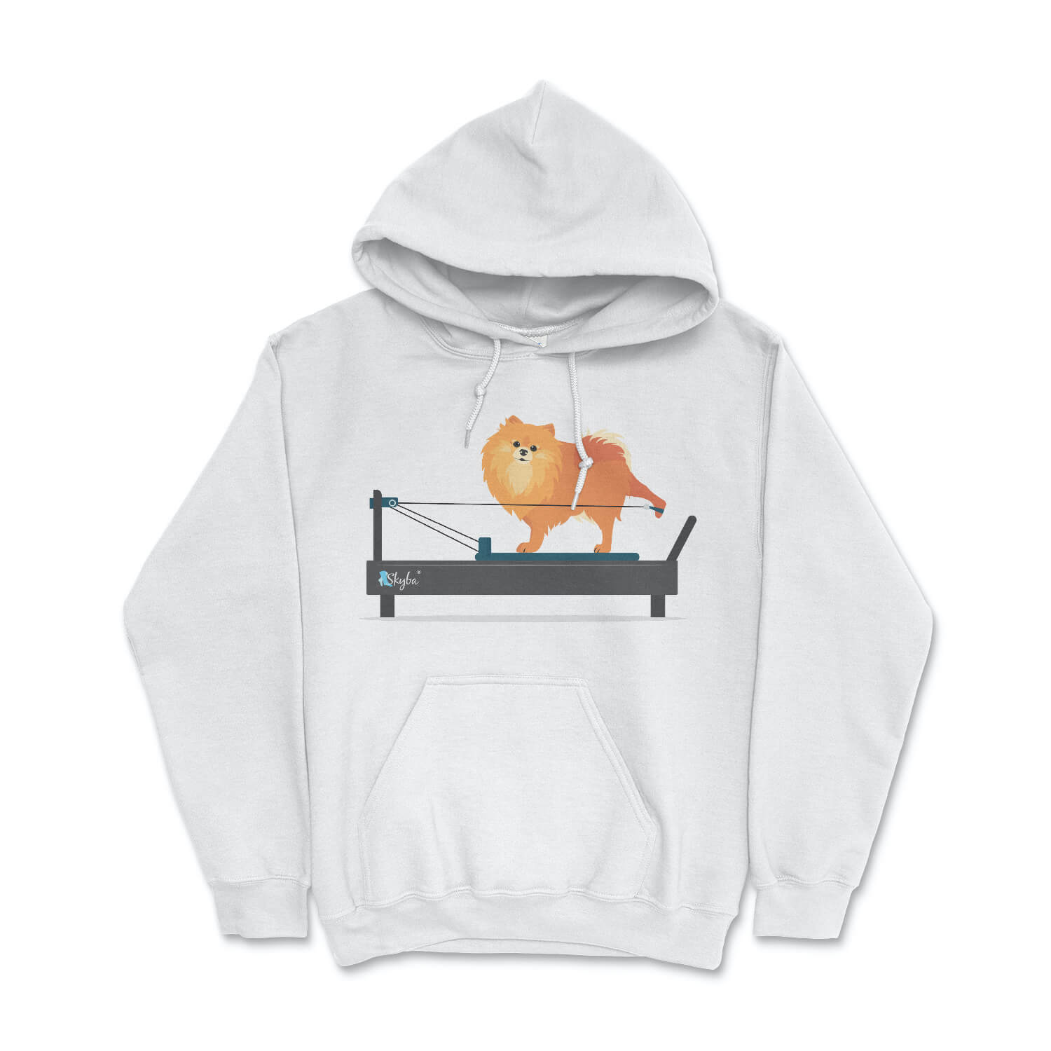 Pomeranian on the Reformer - Cozy Hooded Sweatshirt Skyba Hoodie