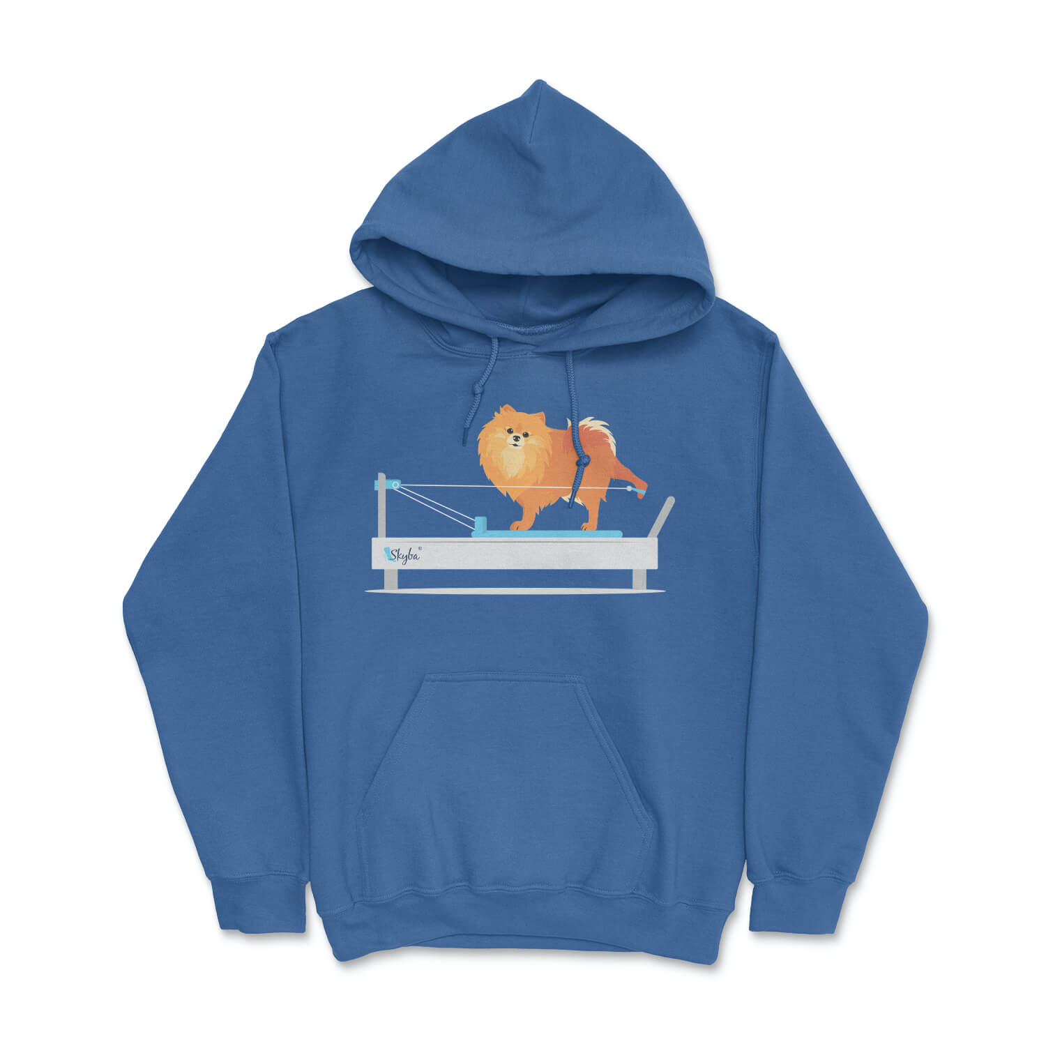 Pomeranian on the Reformer - Cozy Hooded Sweatshirt Skyba Hoodie