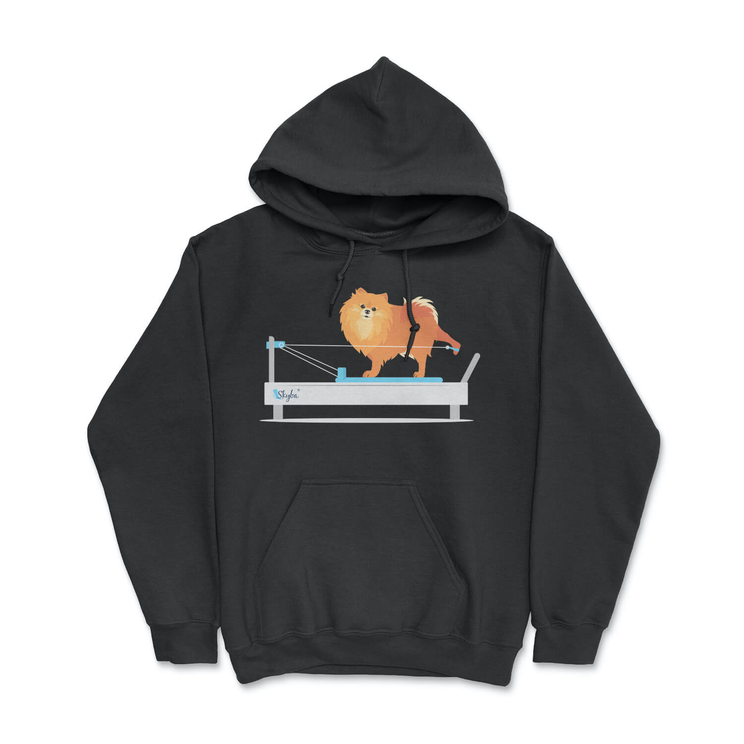 Pomeranian on the Reformer - Cozy Hooded Sweatshirt Skyba Hoodie