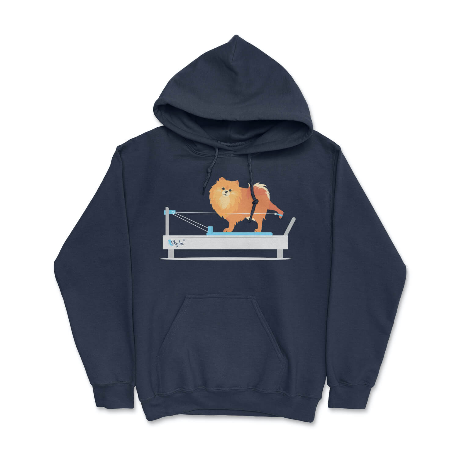 Pomeranian on the Reformer - Cozy Hooded Sweatshirt Skyba Hoodie