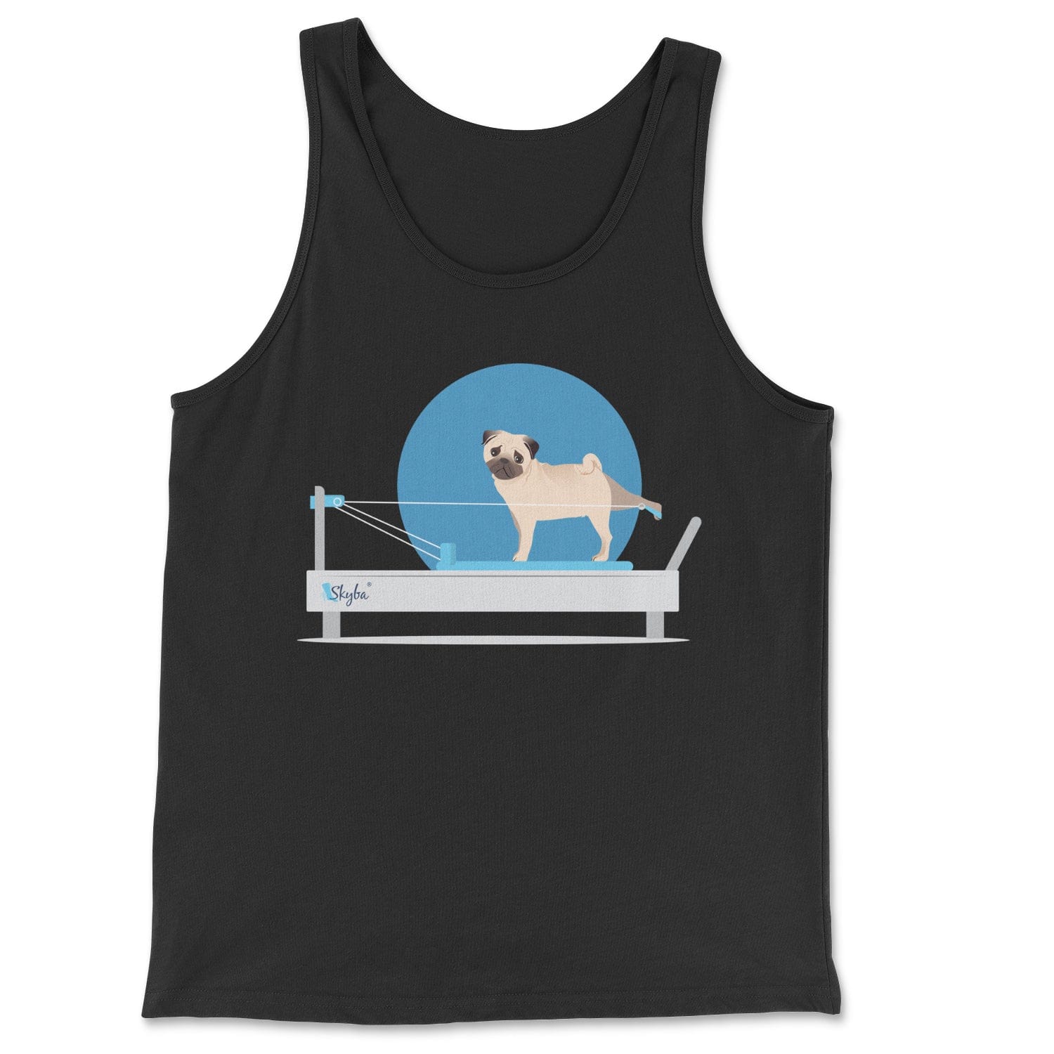 Pug on the Pilates Reformer - Classic Tank Skyba Print Material