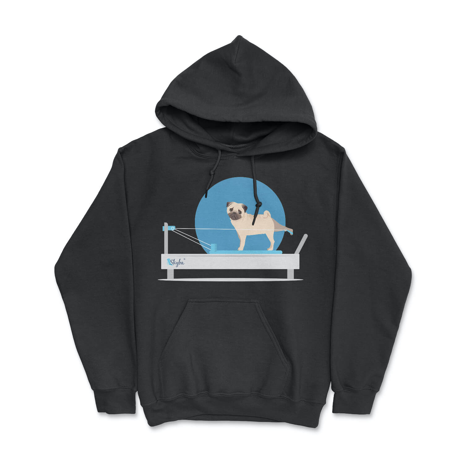 Pug on the Reformer - Cozy Hooded Sweatshirt Skyba Hoodie