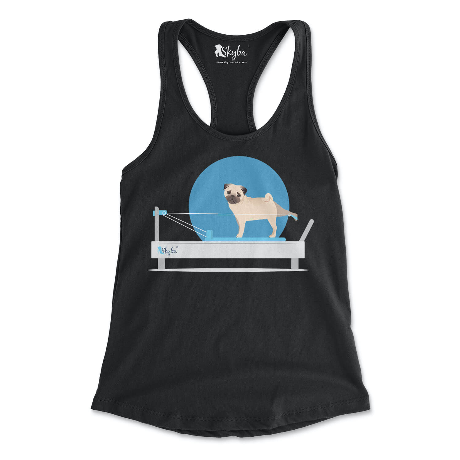 Pug on the Reformer - Women's Slim Fit Tank Skyba Tank Top