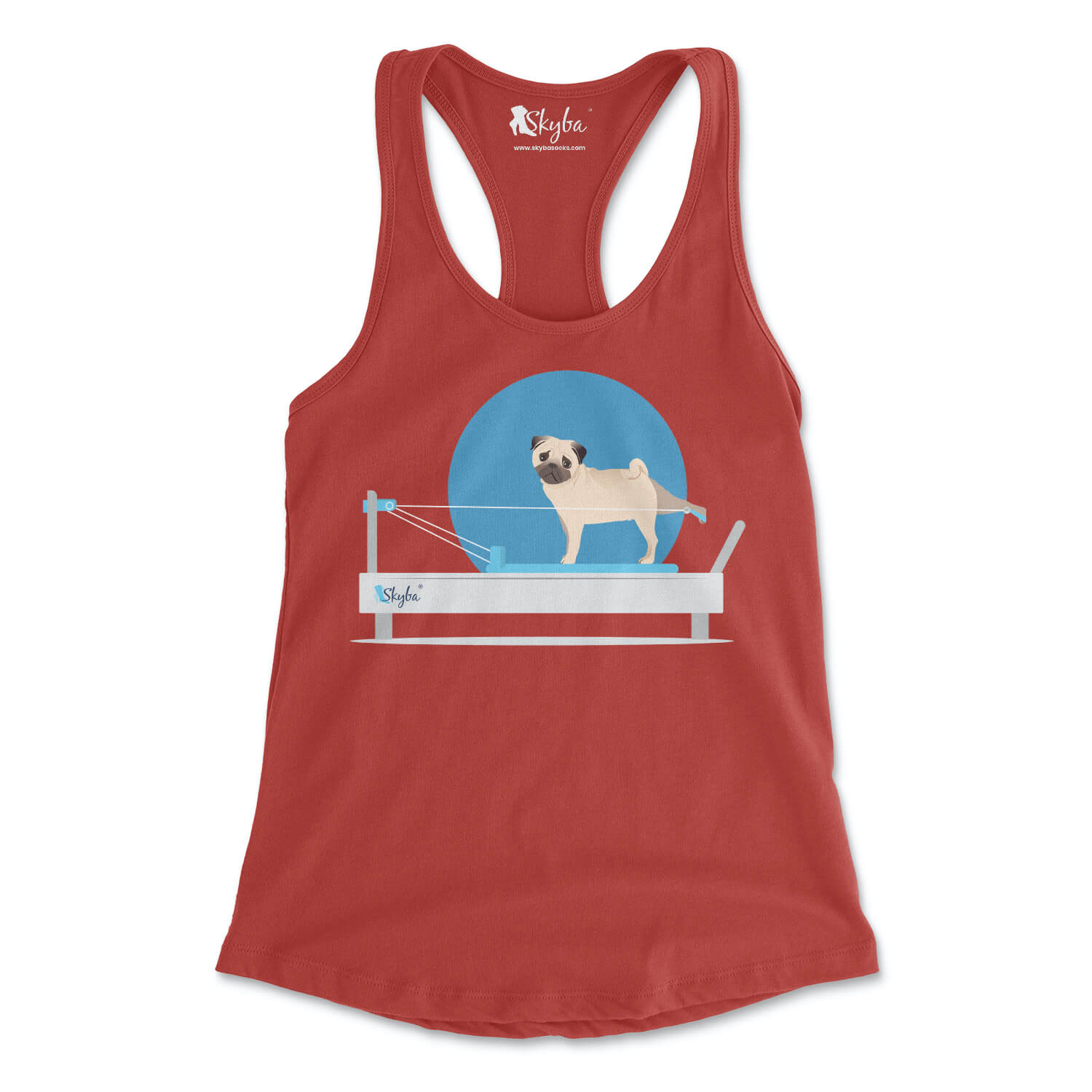 Pug on the Reformer - Women's Slim Fit Tank Skyba Tank Top