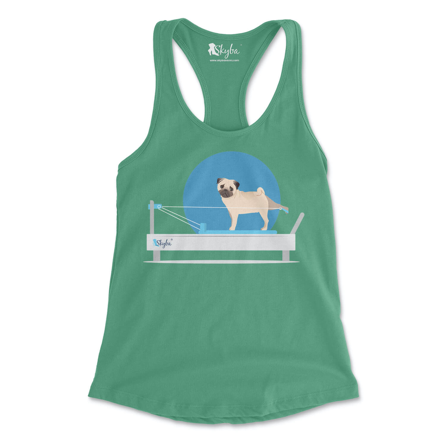 Pug on the Reformer - Women's Slim Fit Tank Skyba Tank Top