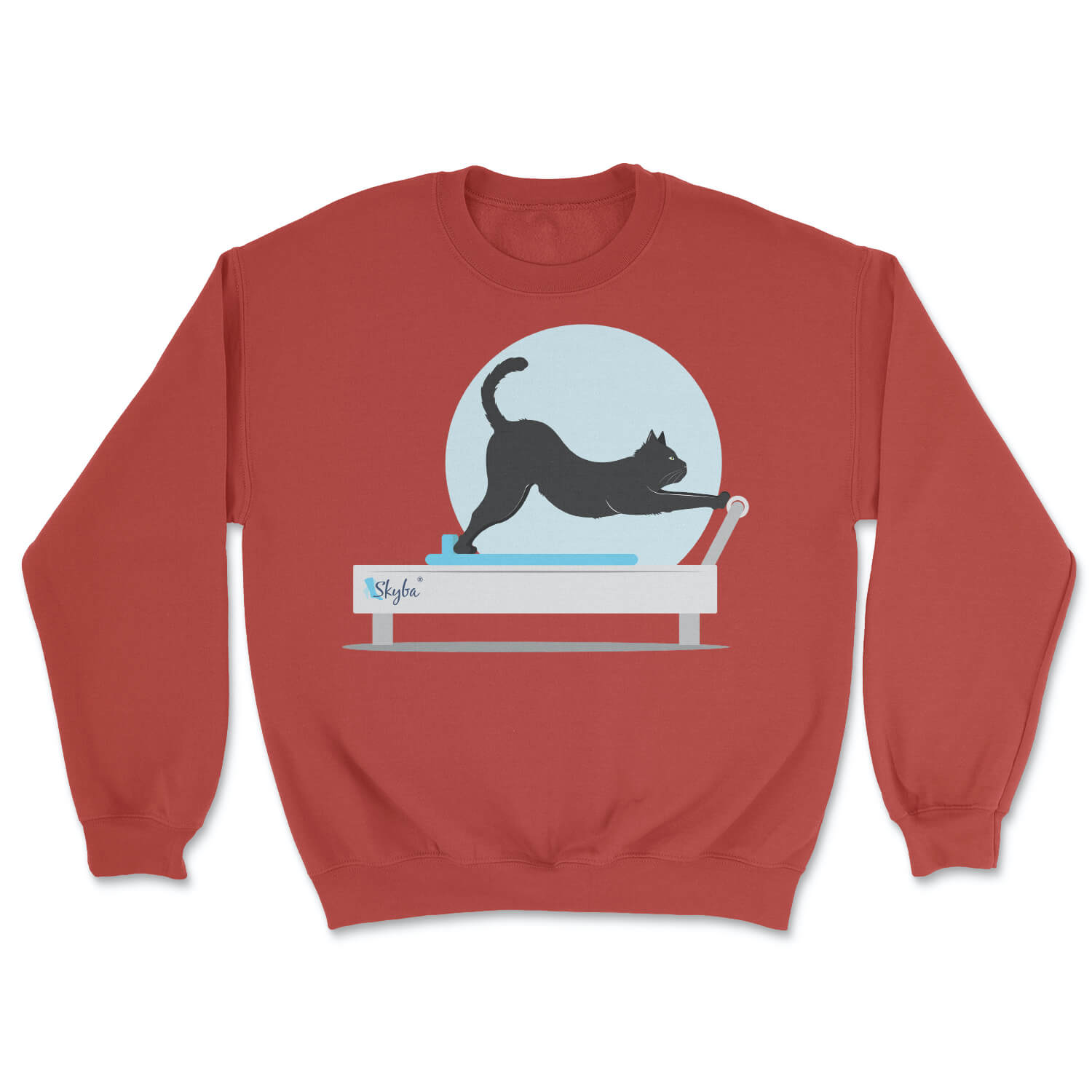 Stretching Cat on Reformer - Cozy Crewneck Sweatshirt Skyba Sweatshirt