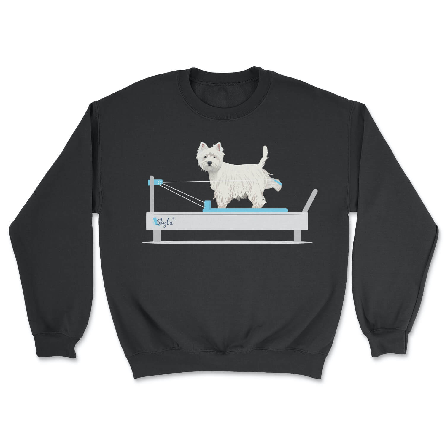 Westie on the Reformer - Cozy Crewneck Sweatshirt Skyba Sweatshirt