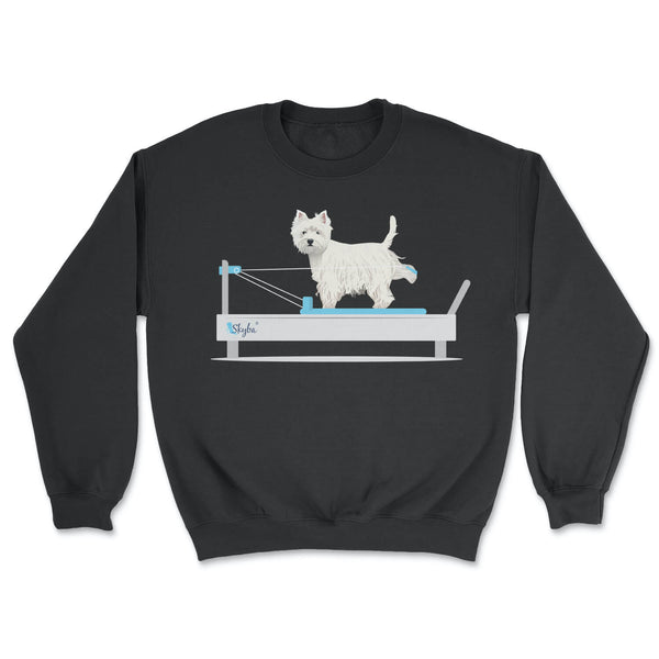 Westie on the Reformer - Cozy Crewneck Sweatshirt Skyba Sweatshirt