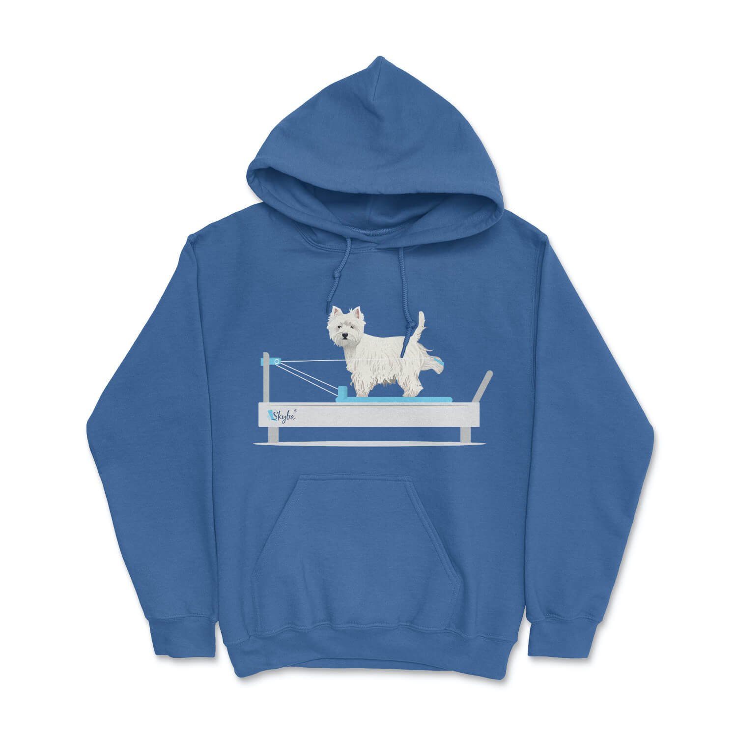 Westie on the Reformer - Cozy Hooded Sweatshirt Skyba Hoodie